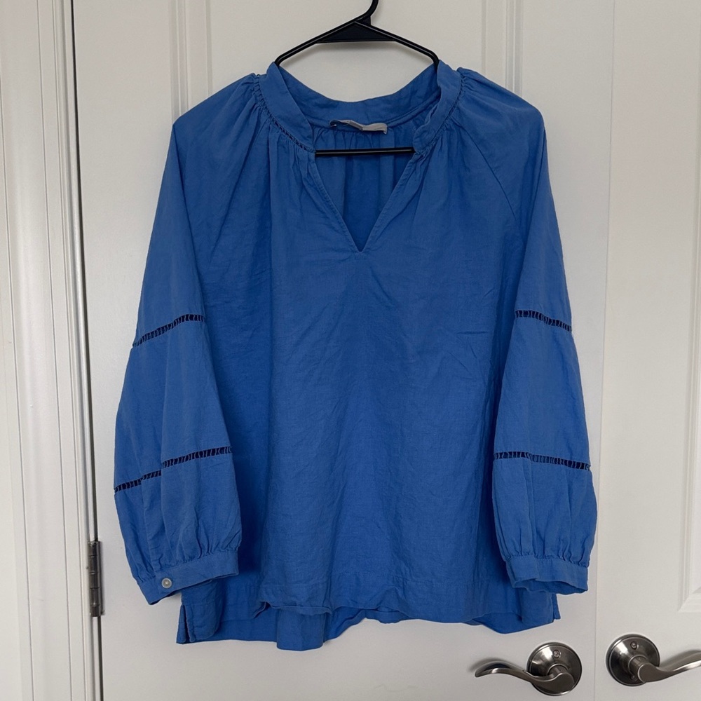 LOFT Royal Blue V-Neck Peasant Tunic